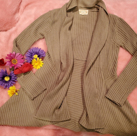 Ambiance Sweaters - Shark bite ribbed cardigan